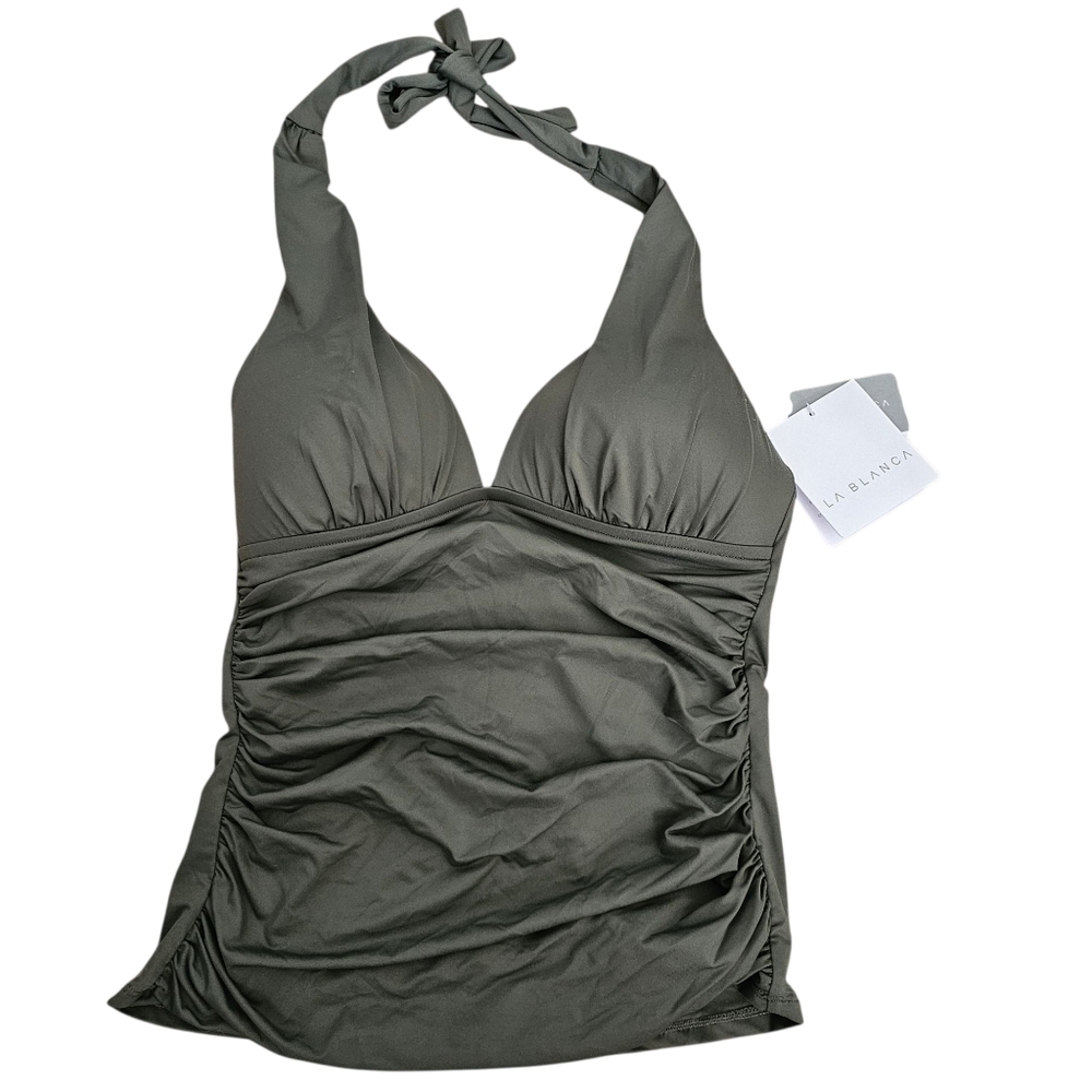 La Blanca Island‎ Goddess Halter Style Tankini Top Olive Size 4 New With Tags